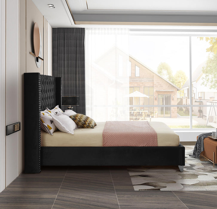 Aiden Black Velvet Queen Bed - Royal Furniture & Gifts (MI) - Multi Location