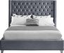 Aiden Grey Velvet King Bed - Royal Furniture & Gifts (MI) - Multi Location