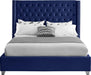 Aiden Navy Velvet King Bed - Royal Furniture & Gifts (MI) - Multi Location