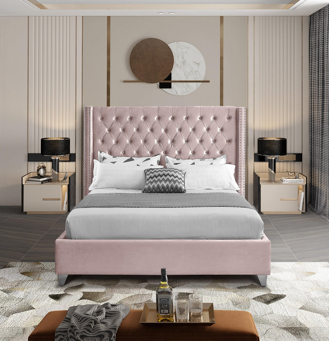 Aiden Pink Velvet Full Bed - Royal Furniture & Gifts (MI) - Multi Location