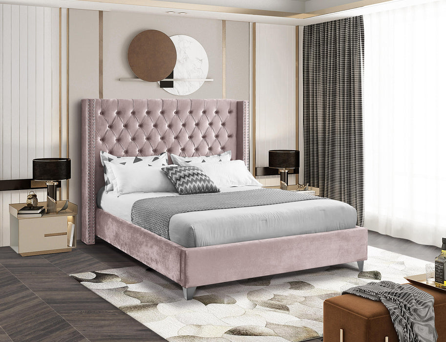 Aiden Pink Velvet Full Bed - Royal Furniture & Gifts (MI) - Multi Location