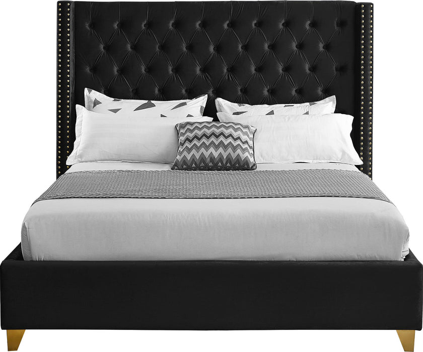 Barolo Black Velvet King Bed - Royal Furniture & Gifts (MI) - Multi Location