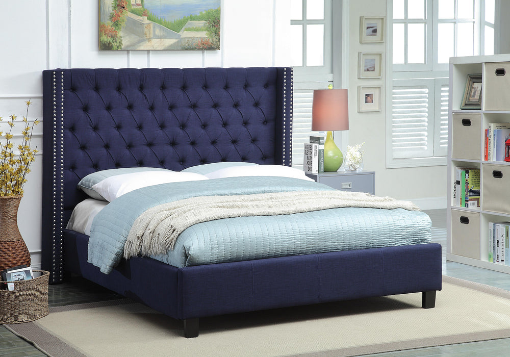 Ashton Navy Linen Queen Bed - Royal Furniture & Gifts (MI) - Multi Location