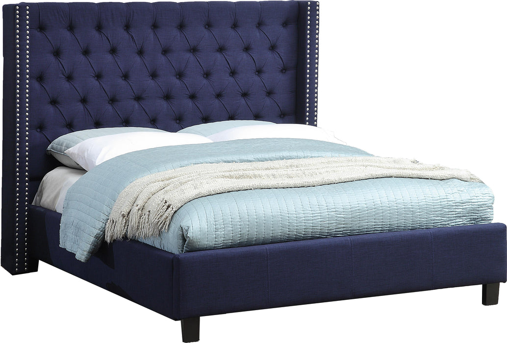 Ashton Navy Linen King Bed - Royal Furniture & Gifts (MI) - Multi Location