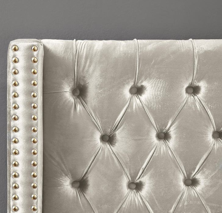 Barolo Cream Velvet Twin Bed - Royal Furniture & Gifts (MI) - Multi Location
