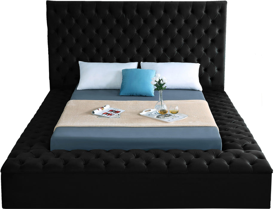 Bliss Black Velvet Queen Bed (3 Boxes) - Royal Furniture & Gifts (MI) - Multi Location