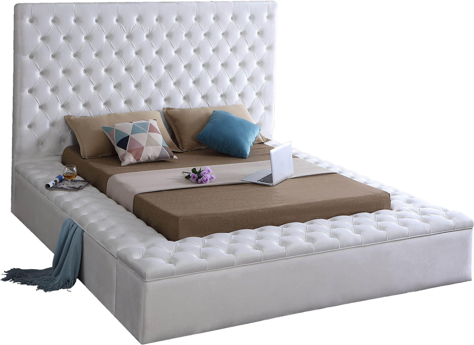 Bliss White Velvet King Bed (3 Boxes) - Royal Furniture & Gifts (MI) - Multi Location