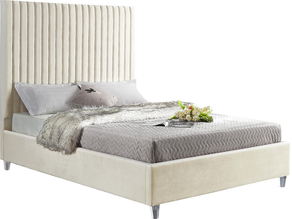 Candace Cream Velvet King Bed - Royal Furniture & Gifts (MI) - Multi Location