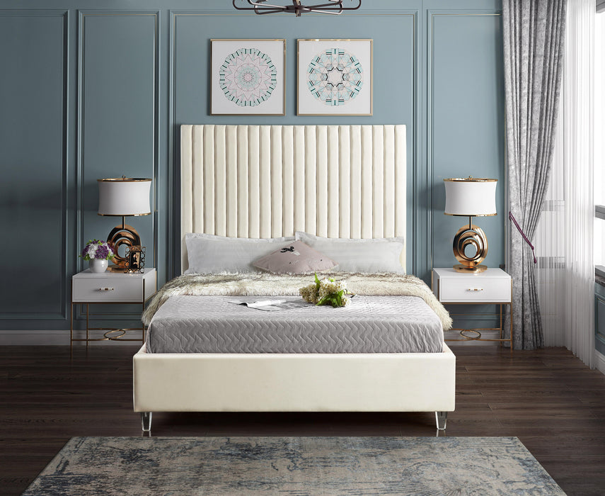 Candace Cream Velvet King Bed - Royal Furniture & Gifts (MI) - Multi Location
