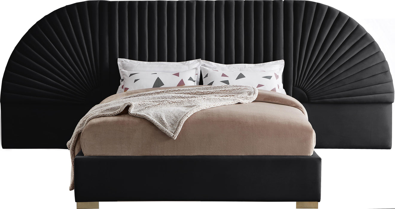 Cleo Black Velvet Queen Bed (3 Boxes) - Royal Furniture & Gifts (MI) - Multi Location