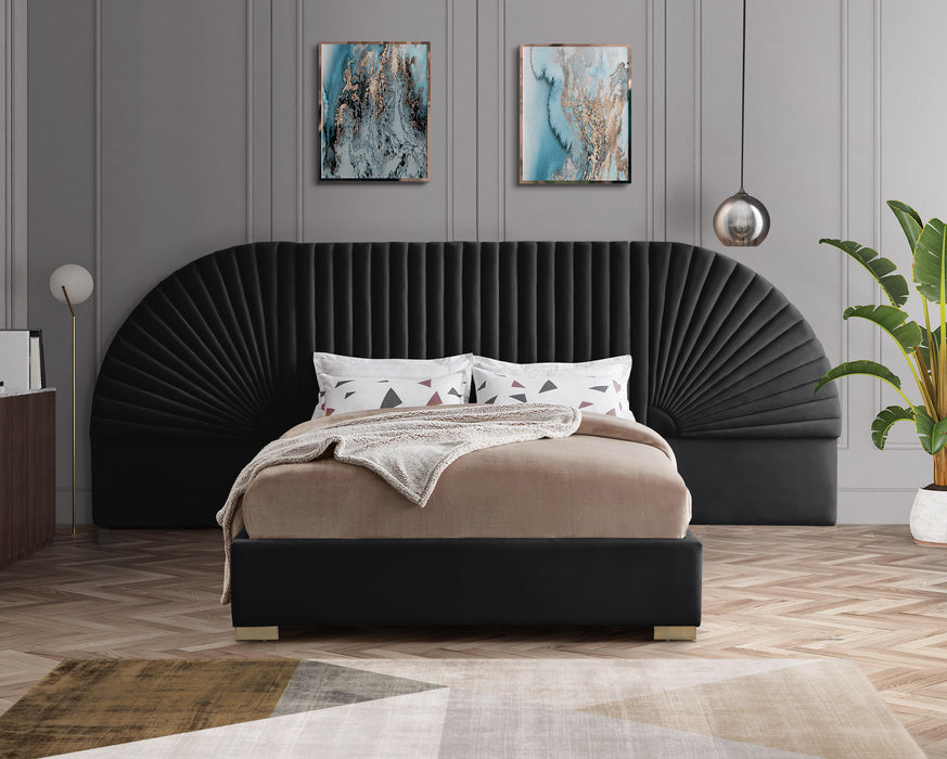 Cleo Black Velvet Queen Bed (3 Boxes) - Royal Furniture & Gifts (MI) - Multi Location