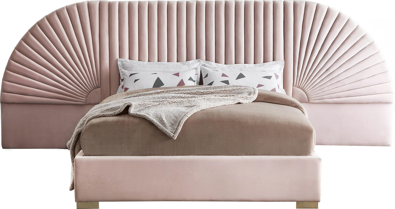 Cleo Pink Velvet Queen Bed (3 Boxes) - Royal Furniture & Gifts (MI) - Multi Location