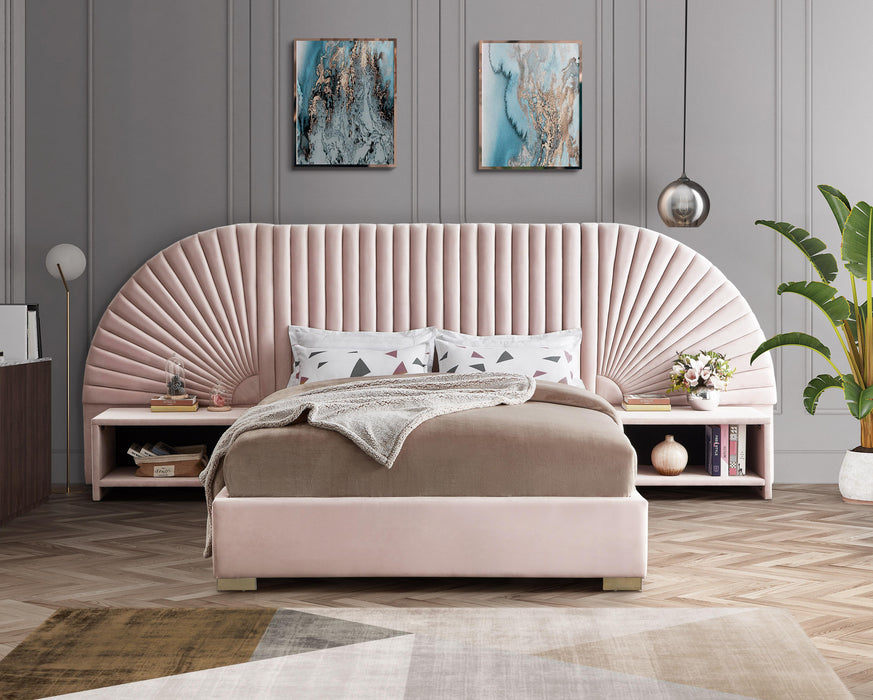 Cleo Pink Velvet Queen Bed (3 Boxes) - Royal Furniture & Gifts (MI) - Multi Location