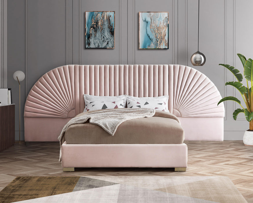 Cleo Pink Velvet Queen Bed (3 Boxes) - Royal Furniture & Gifts (MI) - Multi Location