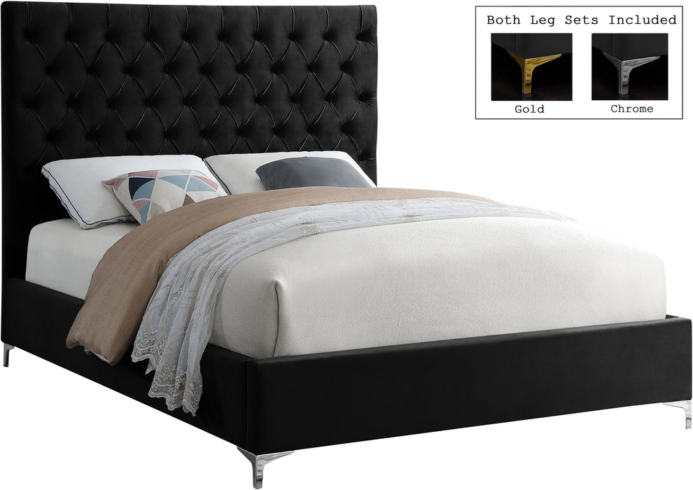 Cruz Black Velvet King Bed - Royal Furniture & Gifts (MI) - Multi Location