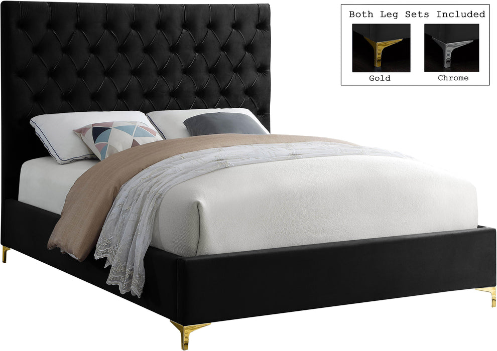 Cruz Black Velvet King Bed - Royal Furniture & Gifts (MI) - Multi Location