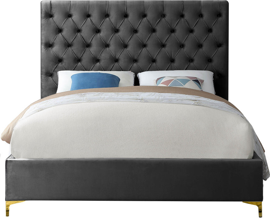 Cruz Grey Velvet King Bed - Royal Furniture & Gifts (MI) - Multi Location
