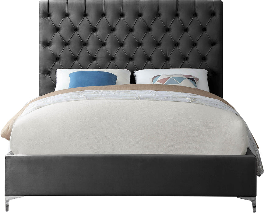 Cruz Grey Velvet King Bed - Royal Furniture & Gifts (MI) - Multi Location