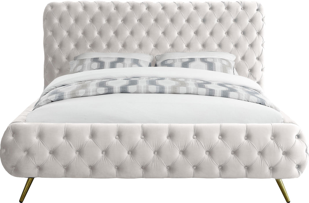 Delano Cream Velvet Queen Bed - Royal Furniture & Gifts (MI) - Multi Location