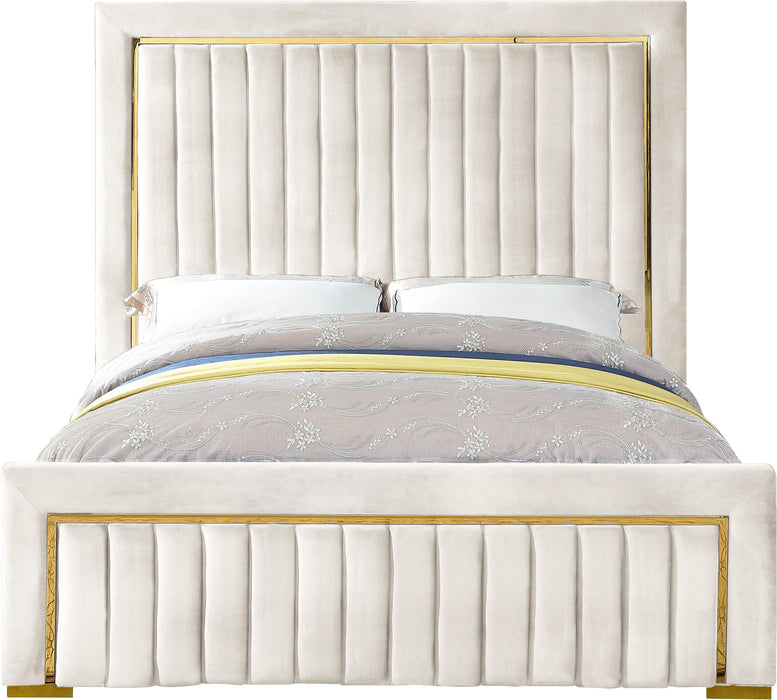 Dolce Cream Velvet Queen Bed (3 Boxes) - Royal Furniture & Gifts (MI) - Multi Location