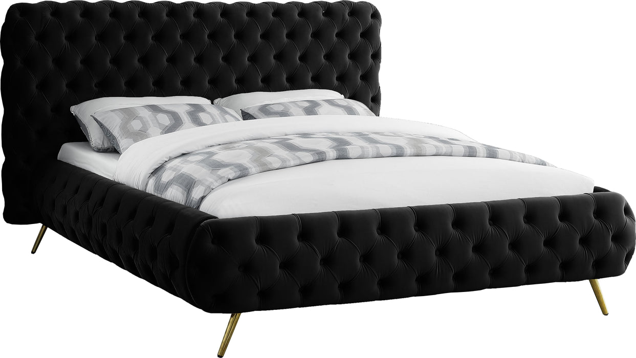 Delano Black Velvet Queen Bed - Royal Furniture & Gifts (MI) - Multi Location