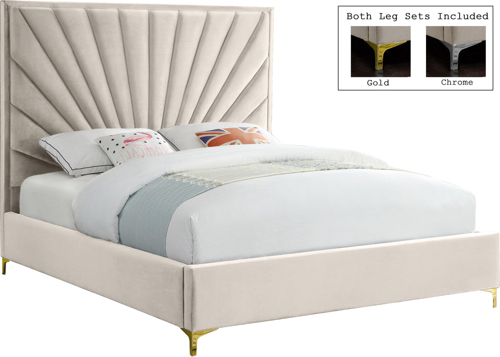 Eclipse Cream Velvet King Bed - Royal Furniture & Gifts (MI) - Multi Location