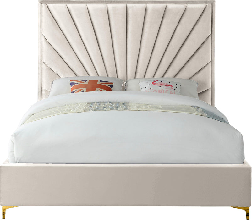 Eclipse Cream Velvet King Bed - Royal Furniture & Gifts (MI) - Multi Location
