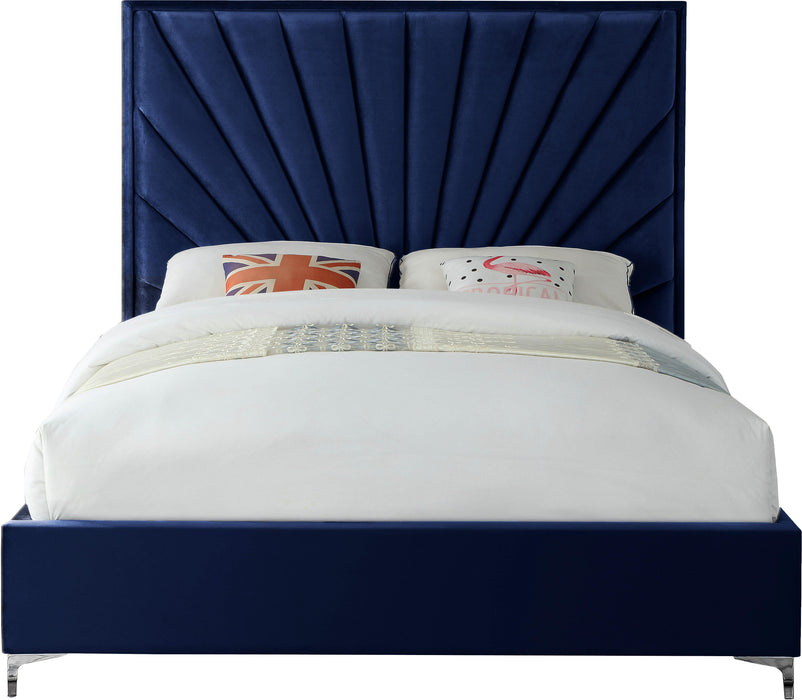 Eclipse Navy Velvet King Bed - Royal Furniture & Gifts (MI) - Multi Location