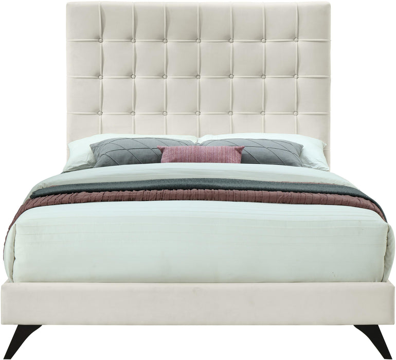Elly Cream Velvet King Bed - Royal Furniture & Gifts (MI) - Multi Location