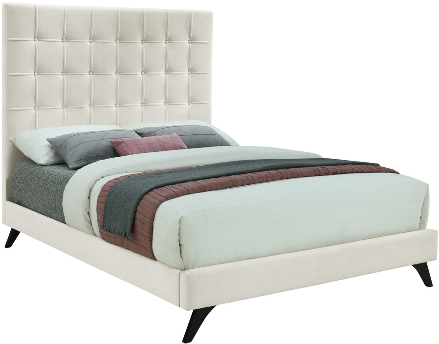 Elly Cream Velvet King Bed - Royal Furniture & Gifts (MI) - Multi Location