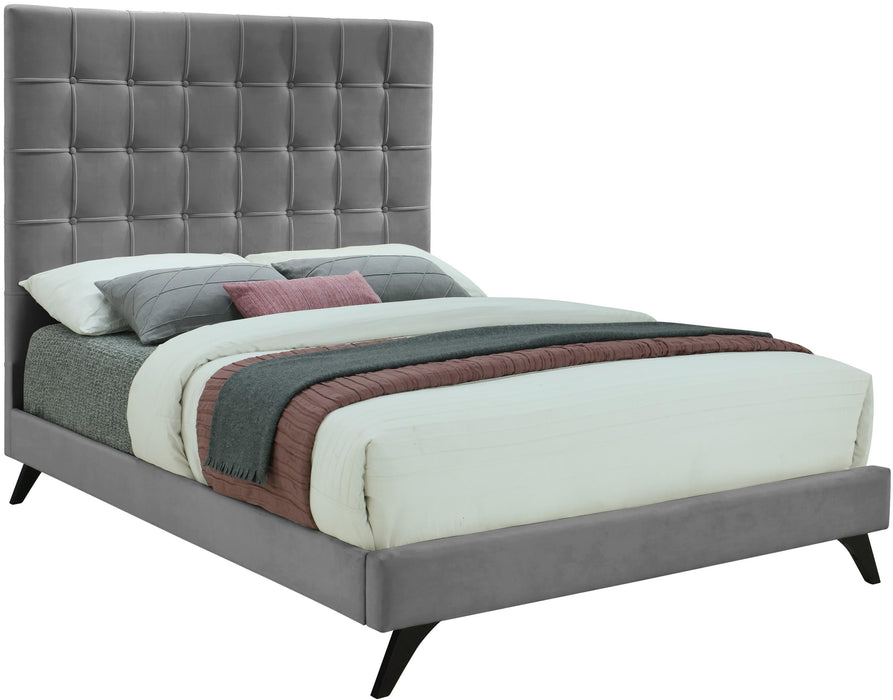 Elly Grey Velvet King Bed - Royal Furniture & Gifts (MI) - Multi Location