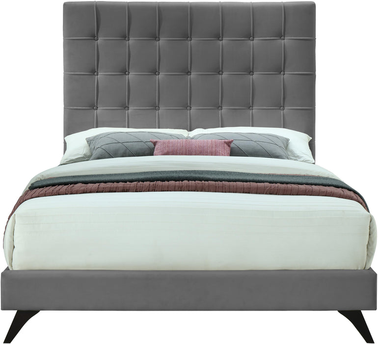 Elly Grey Velvet Queen Bed - Royal Furniture & Gifts (MI) - Multi Location