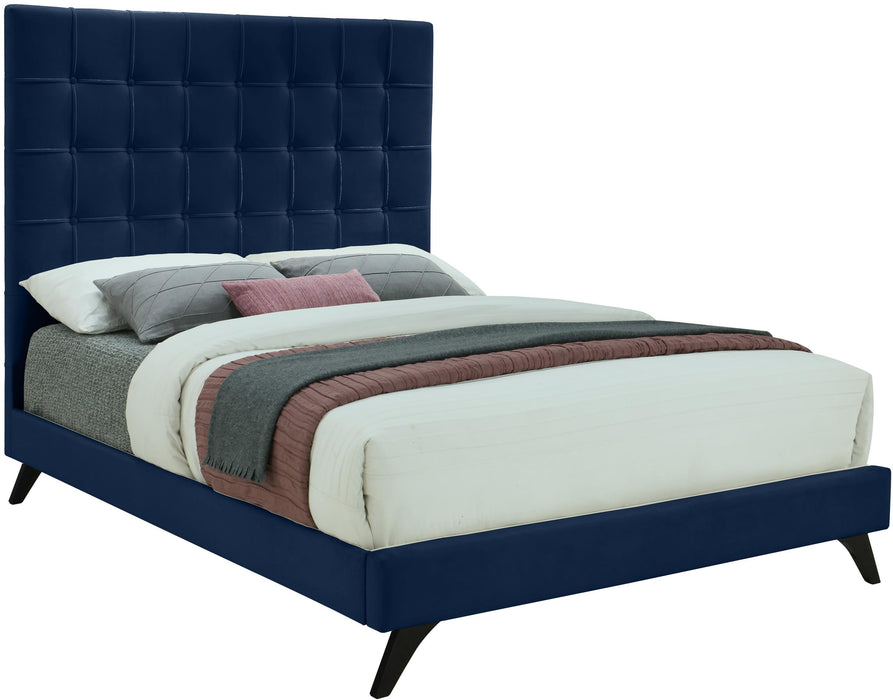 Elly Navy Velvet King Bed - Royal Furniture & Gifts (MI) - Multi Location