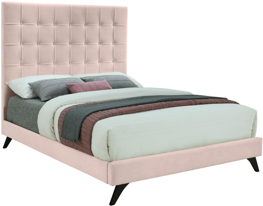 Elly Pink Velvet King Bed - Royal Furniture & Gifts (MI) - Multi Location