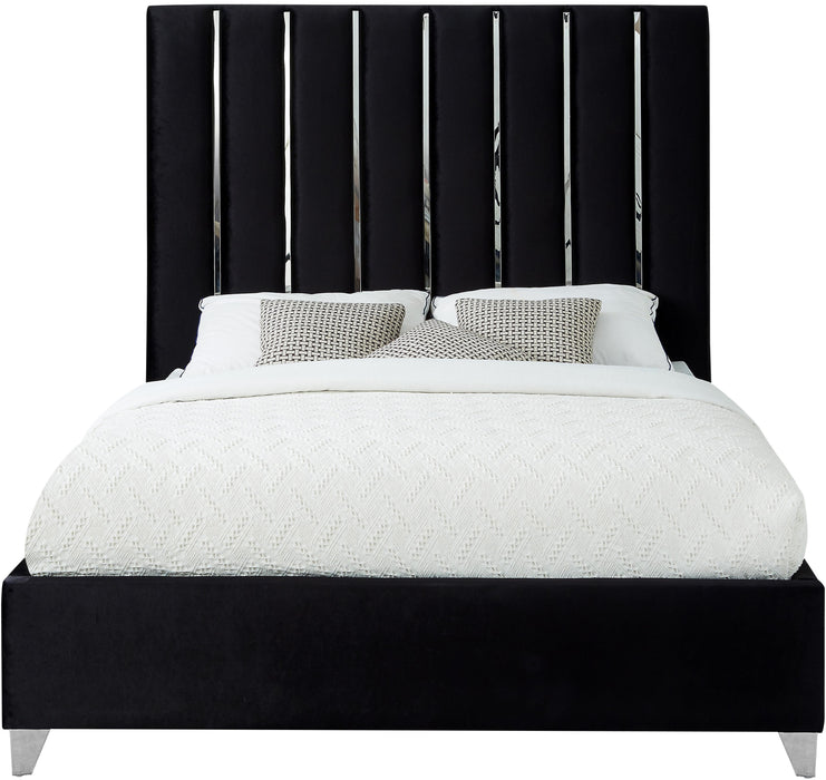 Enzo Black Velvet Queen Bed - Royal Furniture & Gifts (MI) - Multi Location