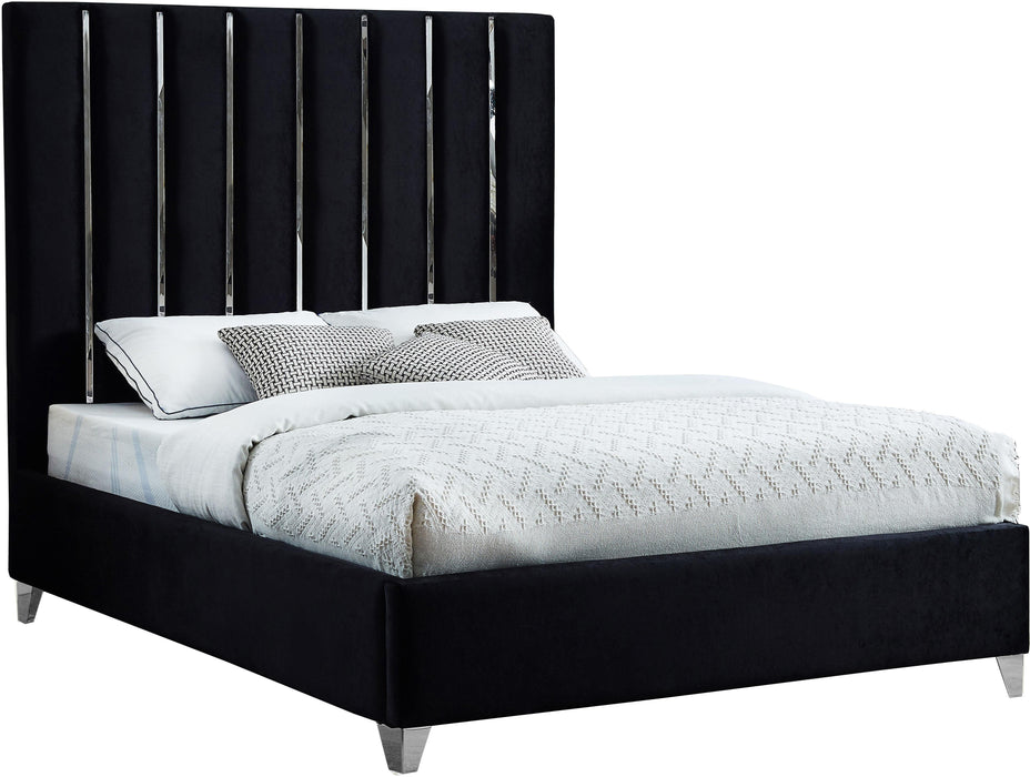 Enzo Black Velvet Queen Bed - Royal Furniture & Gifts (MI) - Multi Location