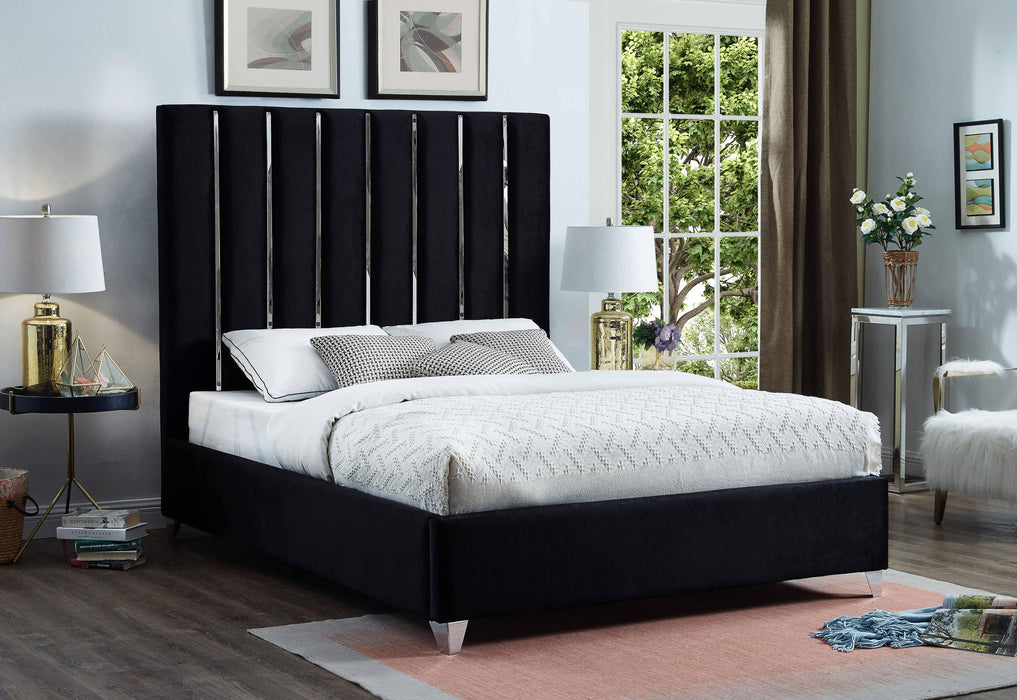 Enzo Black Velvet Queen Bed - Royal Furniture & Gifts (MI) - Multi Location