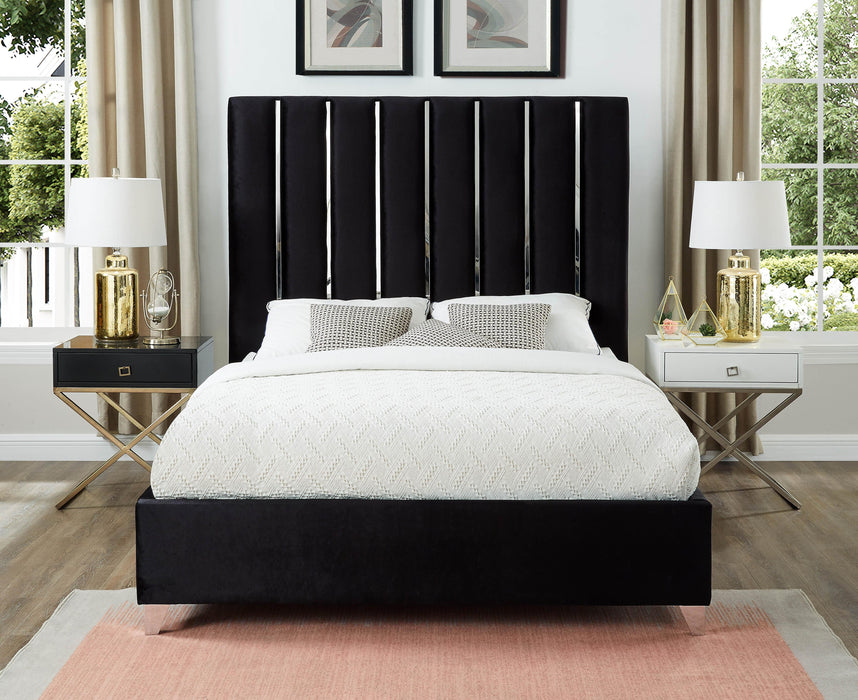 Enzo Black Velvet Queen Bed - Royal Furniture & Gifts (MI) - Multi Location