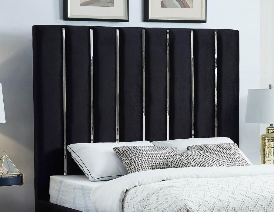 Enzo Black Velvet Queen Bed - Royal Furniture & Gifts (MI) - Multi Location