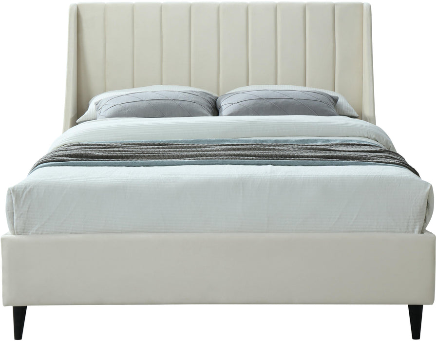Eva Cream Velvet Full Bed - Royal Furniture & Gifts (MI) - Multi Location