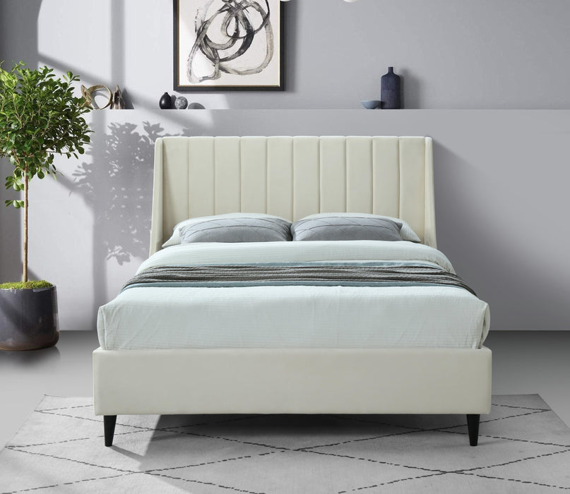 Eva Cream Velvet King Bed - Royal Furniture & Gifts (MI) - Multi Location