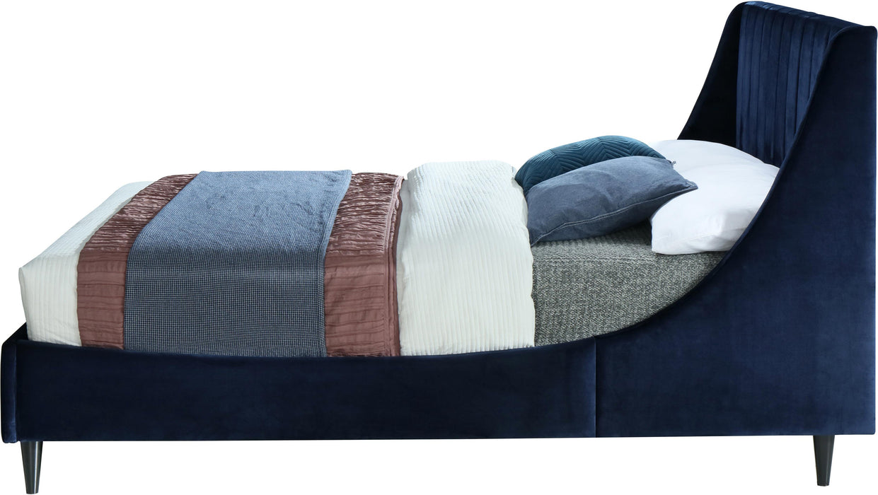 Eva Navy Velvet Queen Bed - Royal Furniture & Gifts (MI) - Multi Location