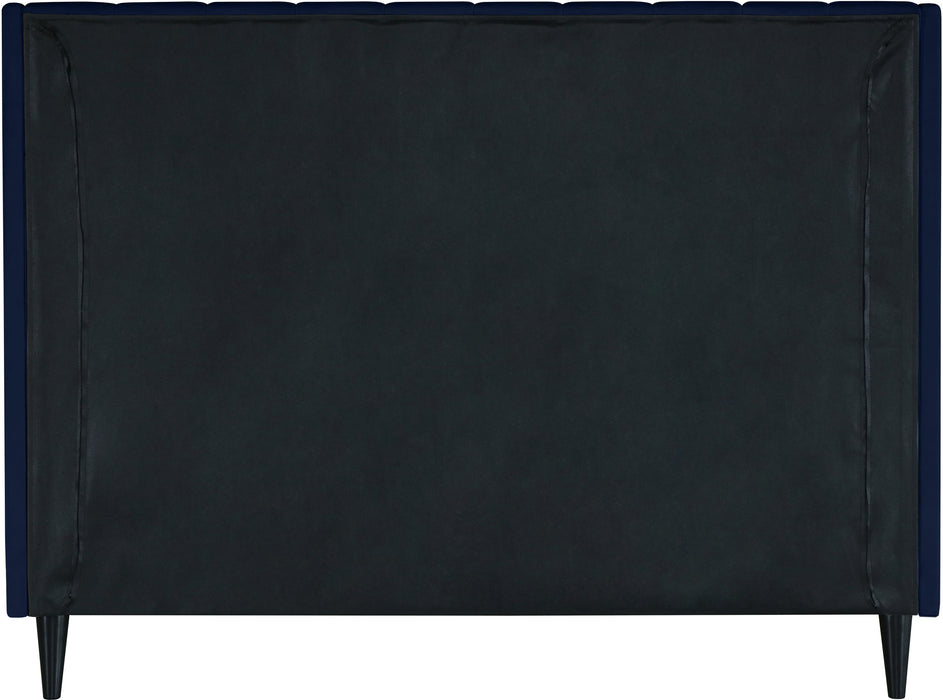 Eva Navy Velvet Queen Bed - Royal Furniture & Gifts (MI) - Multi Location