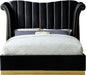 Flora Black Velvet Queen Bed (3 Boxes) - Royal Furniture & Gifts (MI) - Multi Location