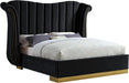 Flora Black Velvet Queen Bed (3 Boxes) - Royal Furniture & Gifts (MI) - Multi Location