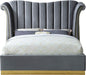 Flora Grey Velvet Queen Bed (3 Boxes) - Royal Furniture & Gifts (MI) - Multi Location