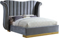 Flora Grey Velvet Queen Bed (3 Boxes) - Royal Furniture & Gifts (MI) - Multi Location