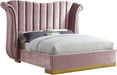 Flora Pink Velvet Queen Bed (3 Boxes) - Royal Furniture & Gifts (MI) - Multi Location