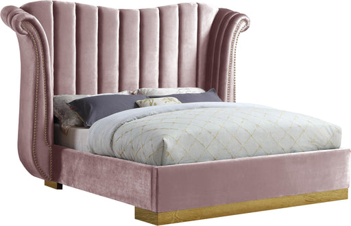 Flora Pink Velvet Queen Bed (3 Boxes) - Royal Furniture & Gifts (MI) - Multi Location