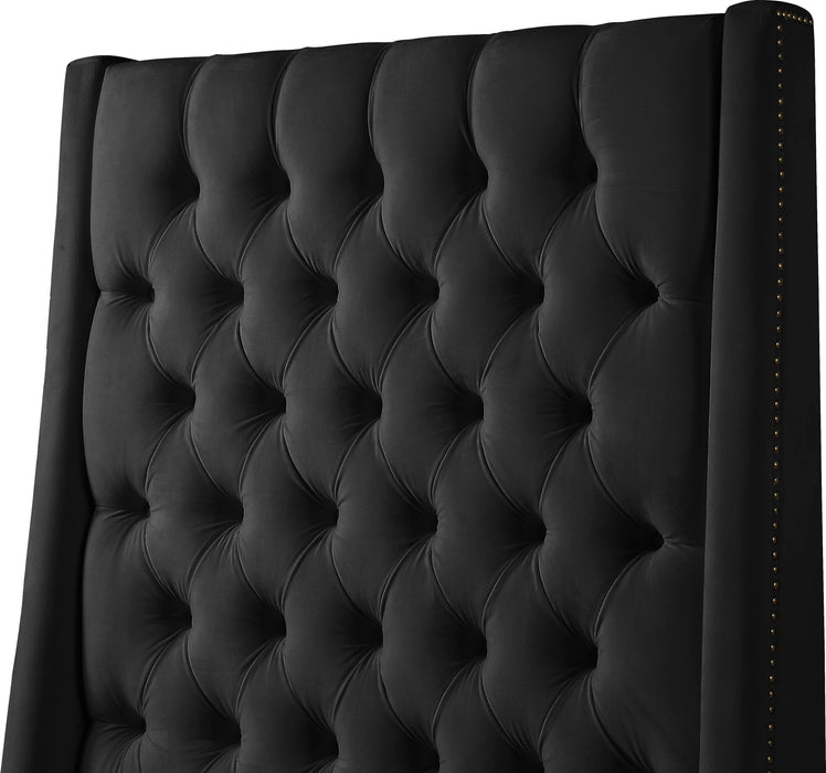 Fritz Black Velvet Twin Bed - Royal Furniture & Gifts (MI) - Multi Location